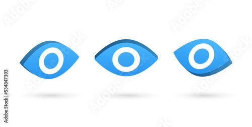 3d eye icon symbol visual vision view sign - eyesight symbol - sight look sign in 3d rendering illustration