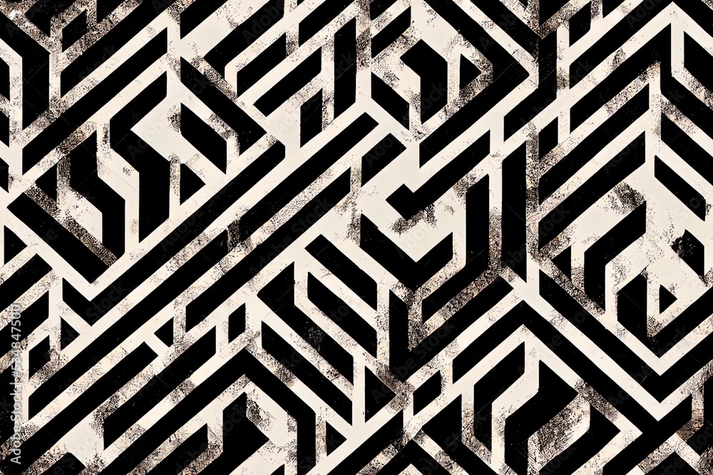 Geometric damask seamless pattern with grunge texture Geometric damask seamless pattern with grunge texture