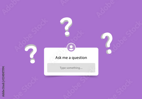 Ask me a question sticker frame story quiz template with 3d question mark icon sign social media user interface template, ask questions options stories button mockup frame . social media story  photo