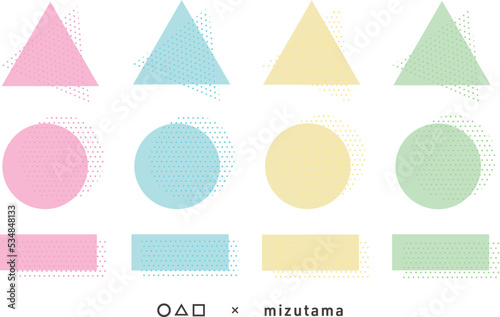 丸・三角・四角と水玉の素材イラスト