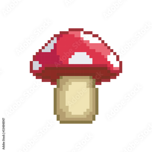 Red mushroom illustration, nature pixel art