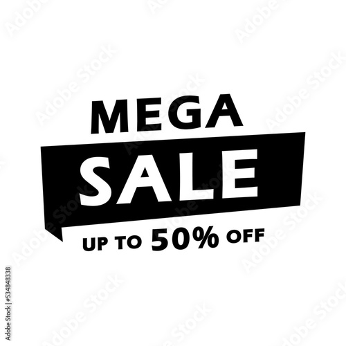 Diseño de plantilla de banner de etiquetas de rebajas. Mega sale. Etiqueta de promoción y descuento. Ilustración vectorial