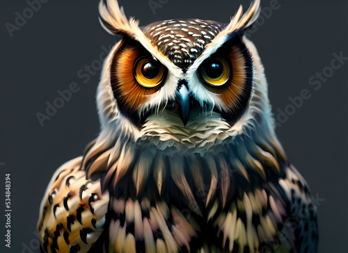 Owls are some of the most amazing creatures in nature. This superbly crafted illustration shows an owl with intense eyes, beautiful feathers and a magnificent crown. This owl illustration is perfect f © JoanFrancesc