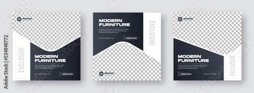 Modern furniture sale banner or social media post template. Social media banner template. Web banner for furniture product promotion. Instagram post template. Facebook banner design. Square banner.