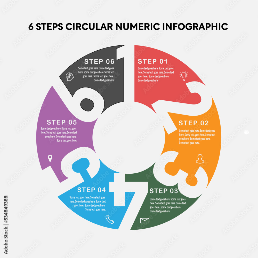 6 STEPS CIRCULAR NUMERIC INFO