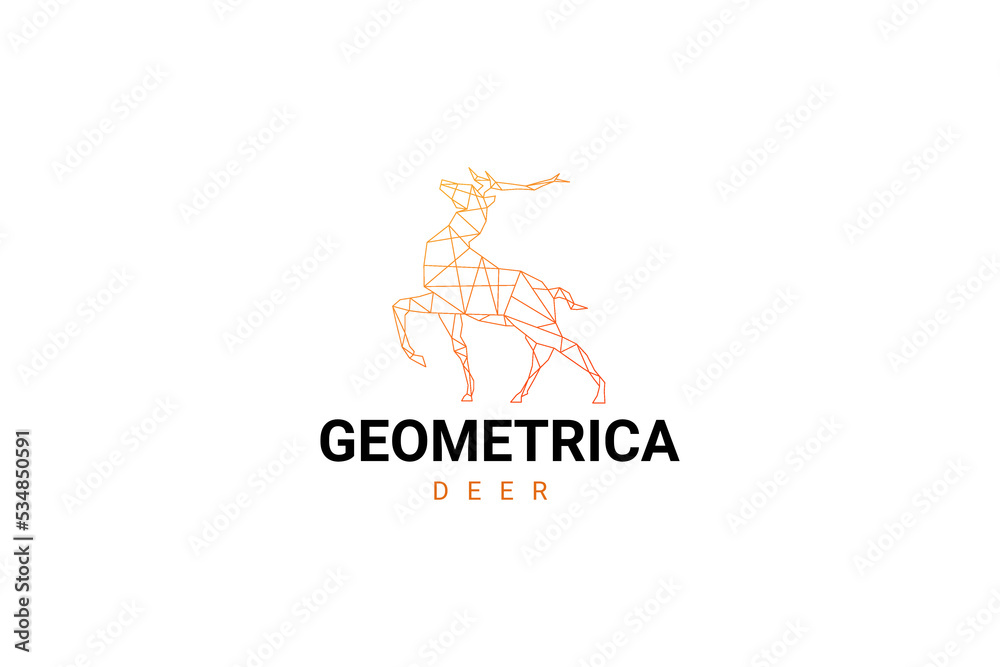 Deer Geometric Polygonal Logo Design Template