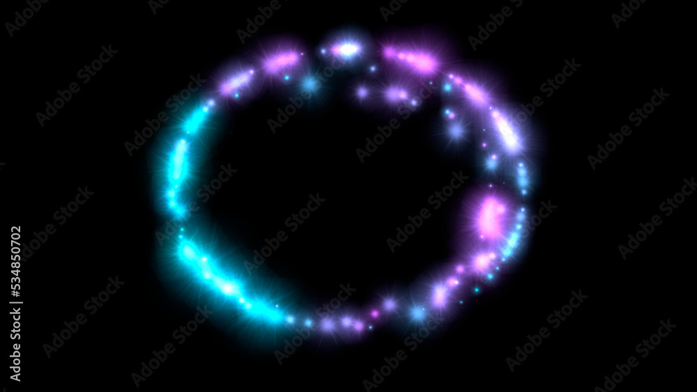 Obraz premium Abstract black background with glowing stars and particles