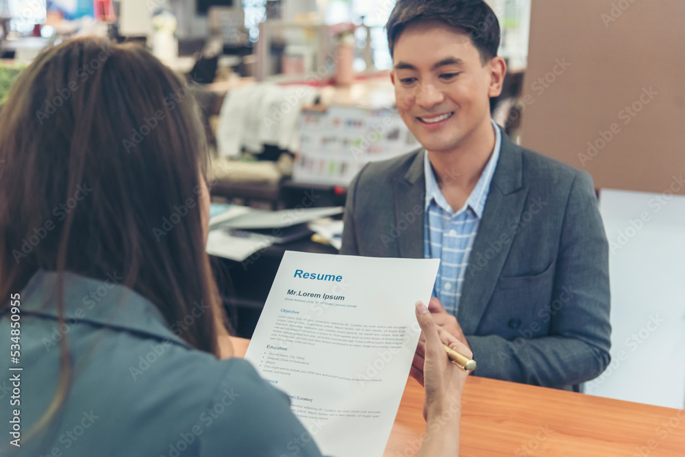 Businessman job interview by human resource HR officer interviwing