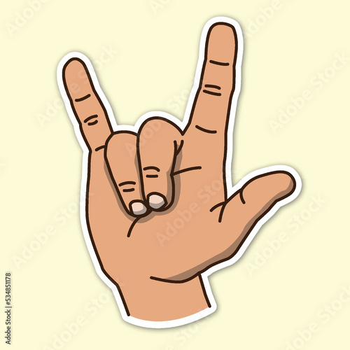 rock star hand poses, editable cartoon style sticker vector