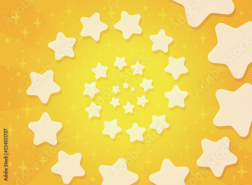 黄色のキラキラな星のうずの背景ベクターイラスト