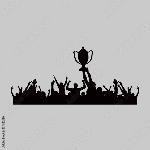 illustration of person lifting a trophy after winning a championship tournament