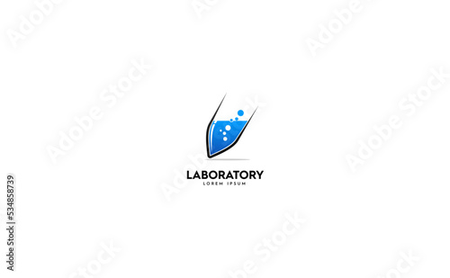 Lab logo style of chemical. Drip laboratory creative idea. Abstract geometric, simple creative logo illustration.