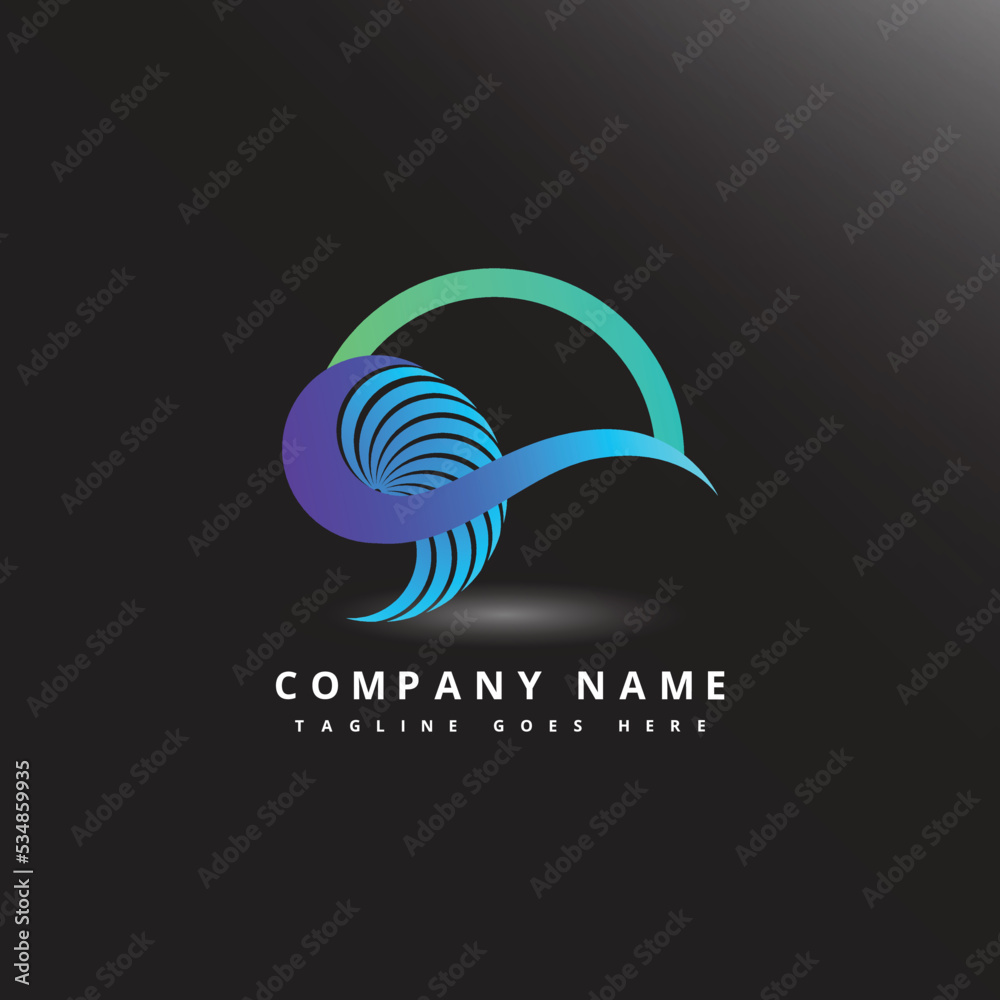 Blue Wave Logo Vector. Wave In Circle Shape.