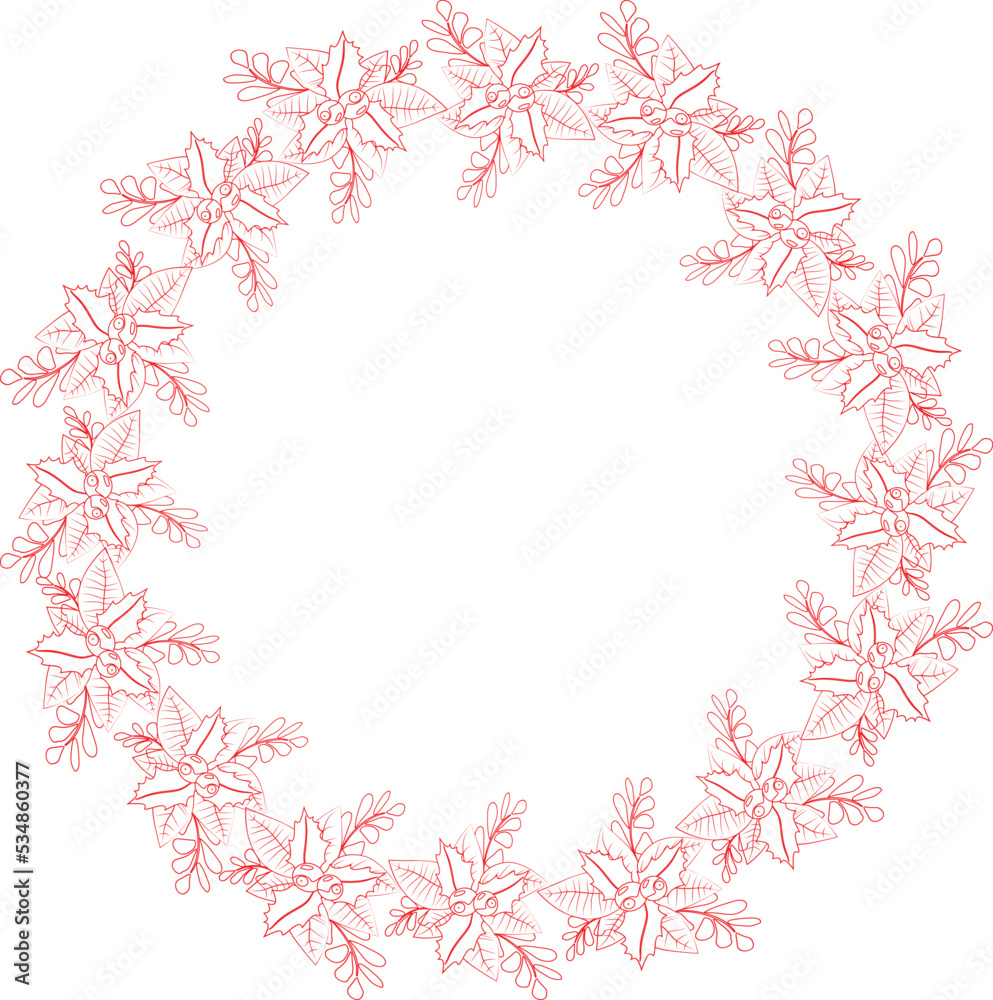 Intricate cut Christmas wreath. Christmas wreath for adult coloring page. 