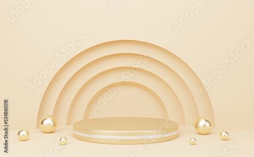 Abstract pastel 3D room with realistic pastel cylinder pedestal podium set. Minimal scene for product display presentation. Illustration stage for showcase. 3d rendering.