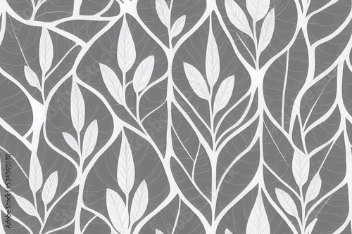 Wallpaper Mural seamless abstract leaves pattern. black and white foliage. hand drawing stylized background. High quality 3d illustration Torontodigital.ca