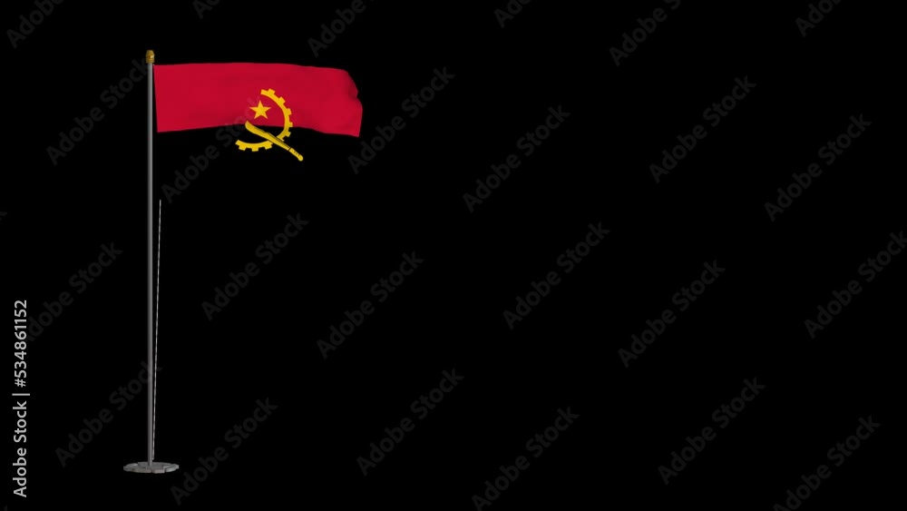 Animated video of Angola flag waving in the wind with alpha channel ...