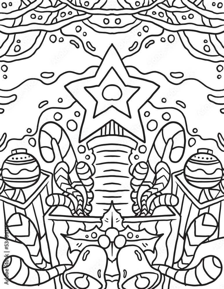 Christmas Things Doodle Coloring Page