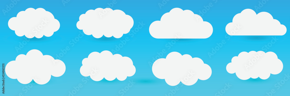 Clouds Icon, Vector Illustration. Cloud Symbol Or Logo, Different Clouds Set