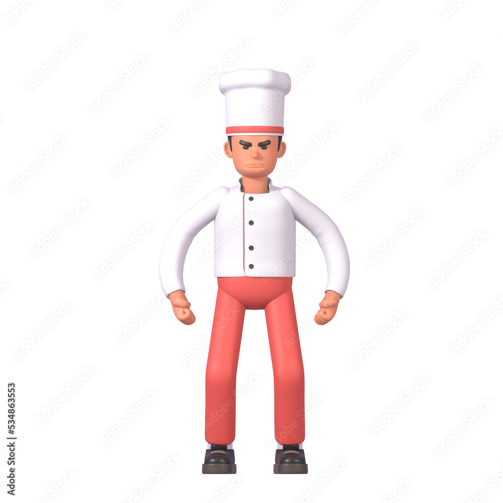 3d render of angry cook in white uniform 3d render of angry cook in white uniform