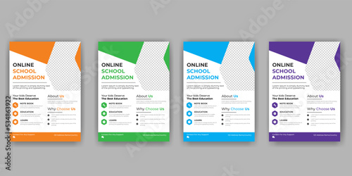 Creative and modern online school education admission flyer poster template