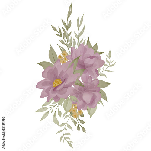 set of rose flower watercolor arrangement bouquet