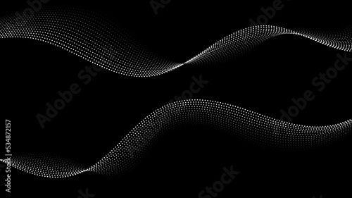 Abstract white dot lines element effect on black background.