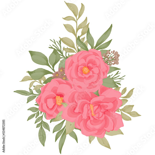 pink rose flower watercolor arrangement clipart