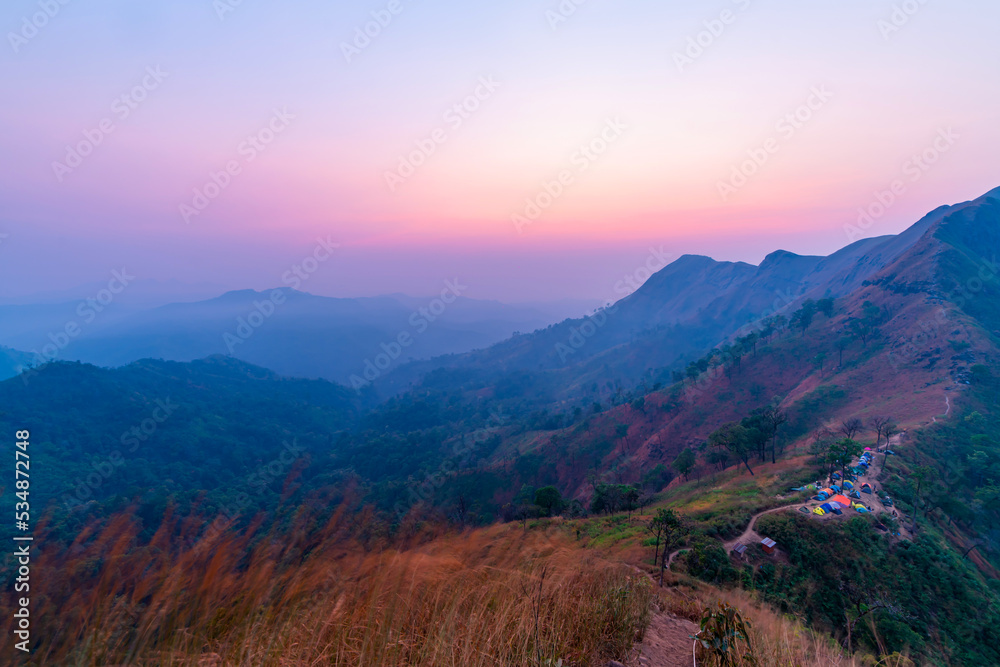 Beautiful landscape in the mountains at Khao Chang Puak mountain Thailand