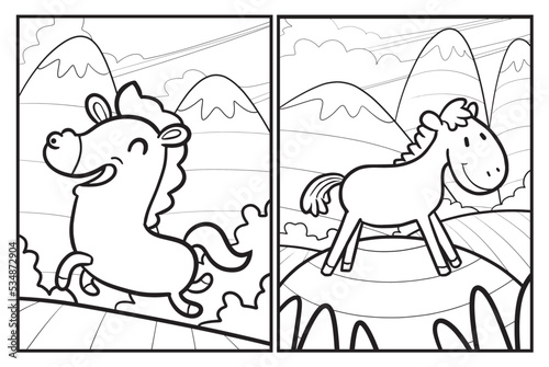 Funny horse cartoon coloring pages