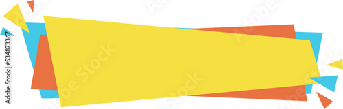 Flat abstract sale banner in modern style. Bright colors clearance label in trendy ribbon shape with confetti sparkle. Vector illustration sale tags for special deal flyer.