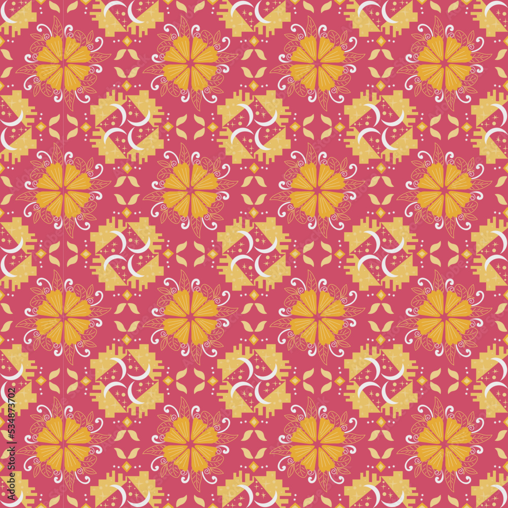 Nature Seamless Pattern Garden Floral Background Damask Plant Aboriginal Ornament Art