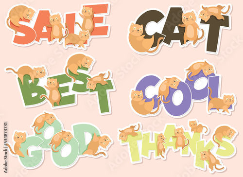 cat and word cartoon sticker