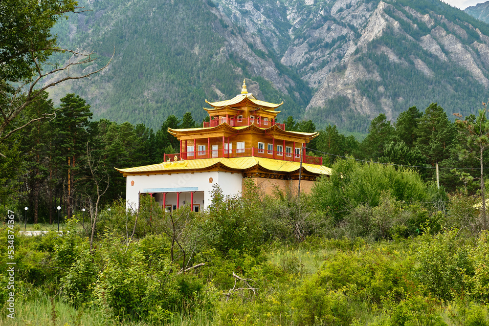 Datsan - Palace of the goddess Yanzhima on a clear summer day, Barguzinskaya Valley, Buryatia, Russia. Datsan - Palace of the goddess Yanzhima on a clear summer day, Barguzinskaya Valley, Buryatia, Russia.