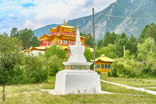 Datsan - Palace of the goddess Yanzhima on a clear summer day, Barguzinskaya Valley, Buryatia, Russia. photo