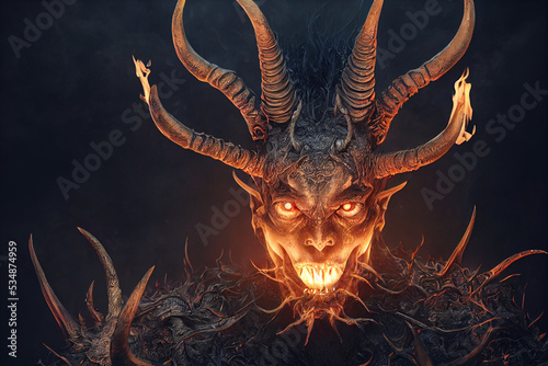 Demon monster devil in hell. Generative AI