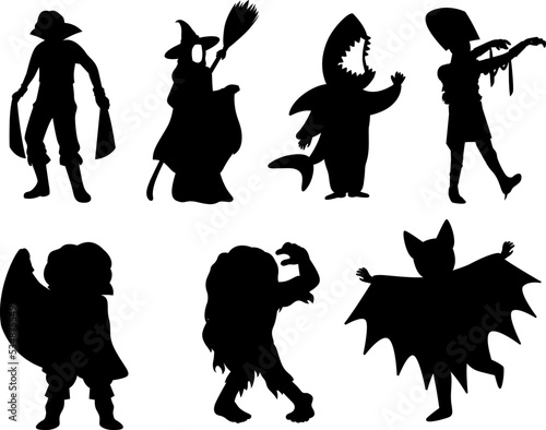 Collection of Halloween holiday isolated vector Silhouettes