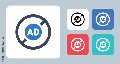 Skip Ads icon - vector illustration . skip, Stop, block, ads, ad, advertising, Marketing, advertisement, Promotion, Announcement, Promote, Publicity, media, sign, symbol, flat, icons .