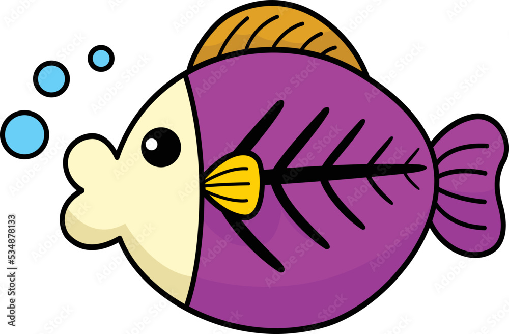 Illustration of colorful cartoon character x-ray fish Illustration of colorful cartoon character x-ray fish