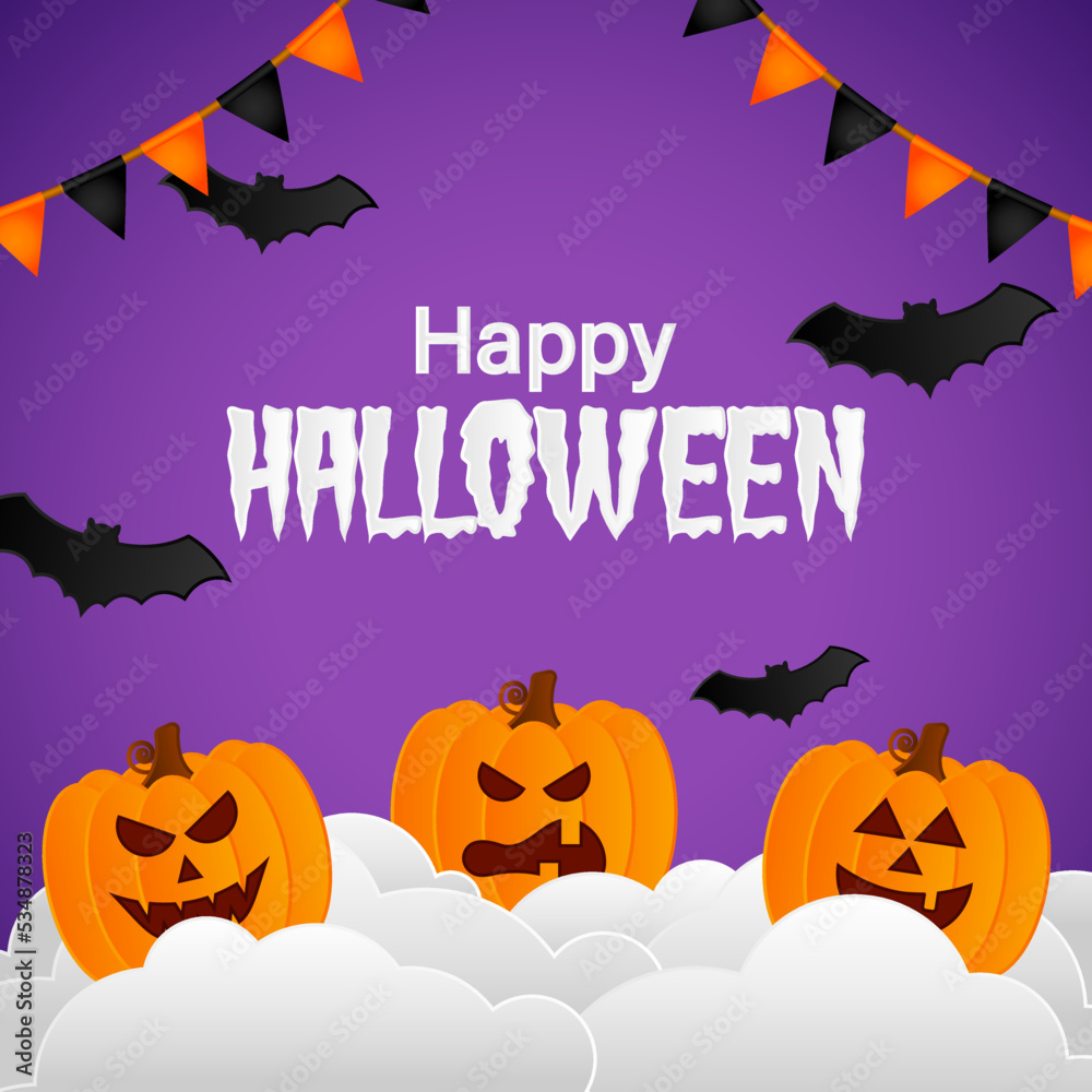 Vector illustration of Happy Halloween festival greeting