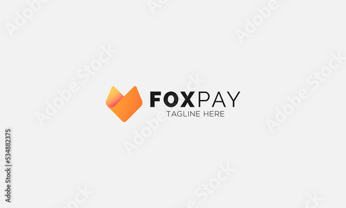 Vector trendy minimalist red fox pay head logo Design in flat style
