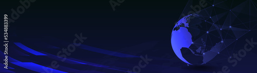 3D earth globe with connection lines. Global network connection. Vector illustration