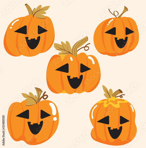 Vector halloween pumpkins collection