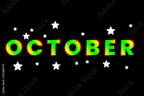 Beautiful October text effect illustration design, this design depicts a passionate month