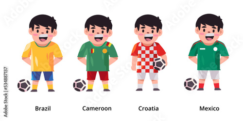 Football soccer team costume shirt world cup championship group of Brazil Cameroon Croatia and Mexico