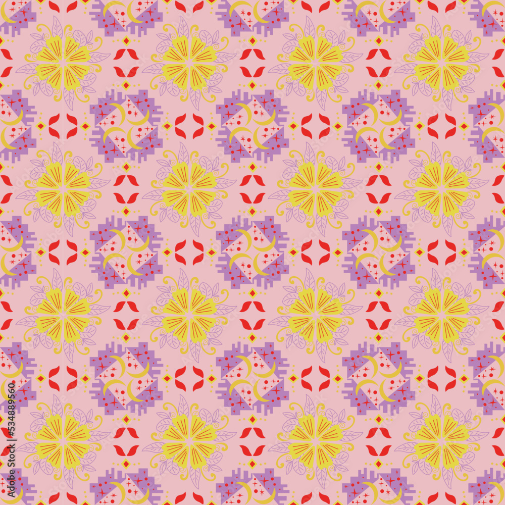 Moon Star Floral Seamless Pattern Background Garden Nature Damask Aboriginal Ornament Art Moon Star Floral Seamless Pattern Background Garden Nature Damask Aboriginal Ornament Art