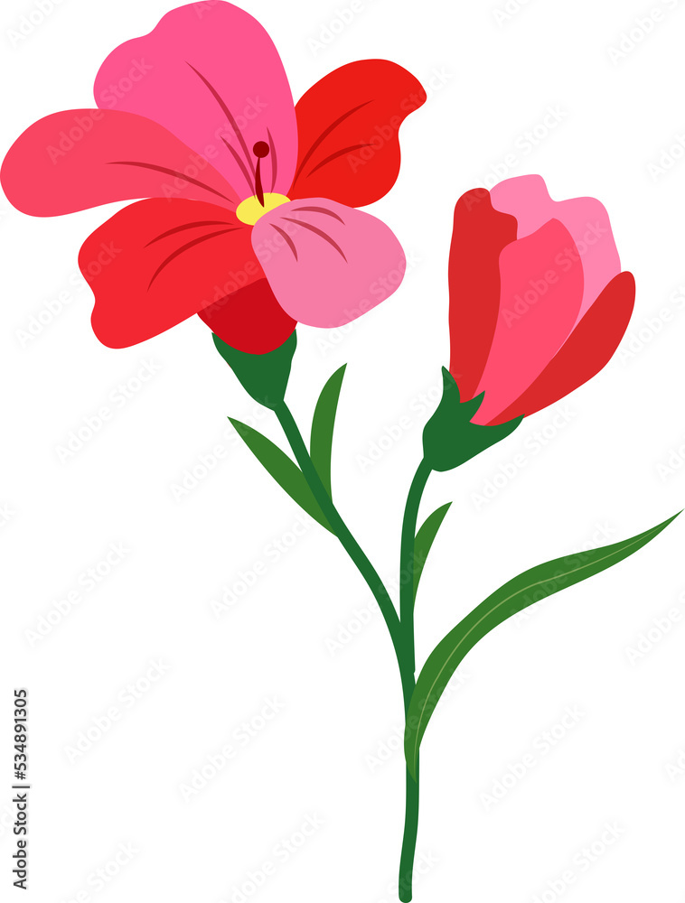 Cartoon botanic garden plant flower red freesia Cartoon botanic garden plant flower red freesia