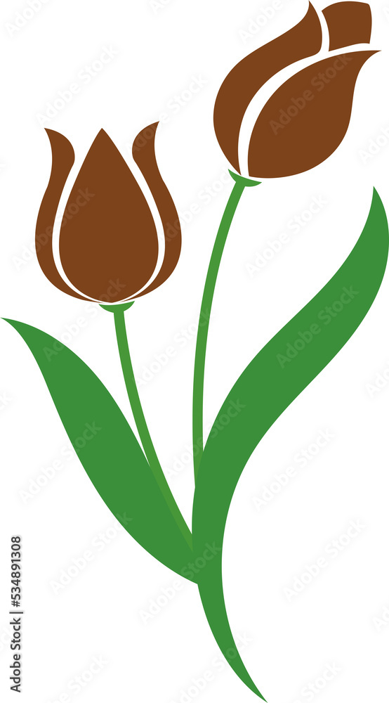 Obraz premium Cartoon botanic garden plant flower brown tulip