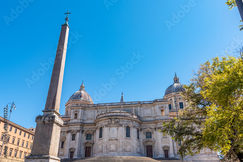 The Square on the Back of the Pontifical Basilic of Santa Maria Maggiore in the Center of Rome in Sunny Day