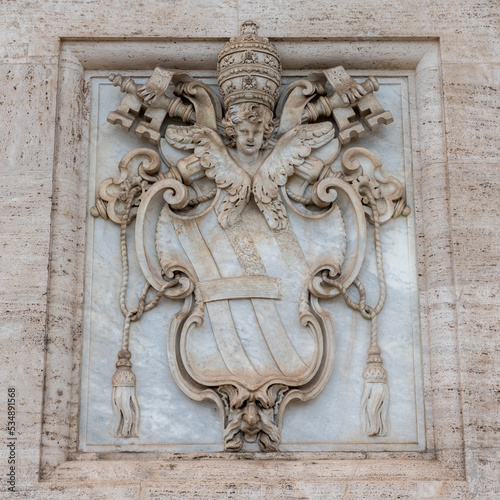 Detail of the Marble Decorations on the Facade of the Basilica Maggiore of San Giovanni in Laterano in the Center of Rome photo